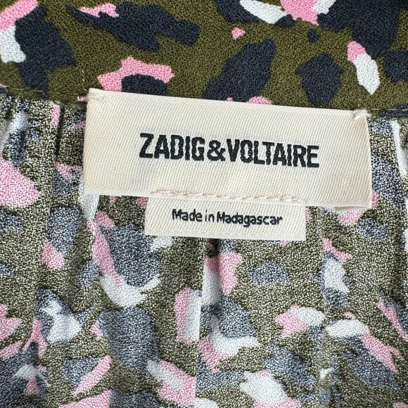 ZADIG & VOLTAIRE Tink Abstract Print Button Front Blouse Top Multicolor Size M - Picture 5 of 6